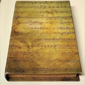 Vintage Music Themed Song Book Hymnal Style Magnetic Felt Lined Hollow Faux Book